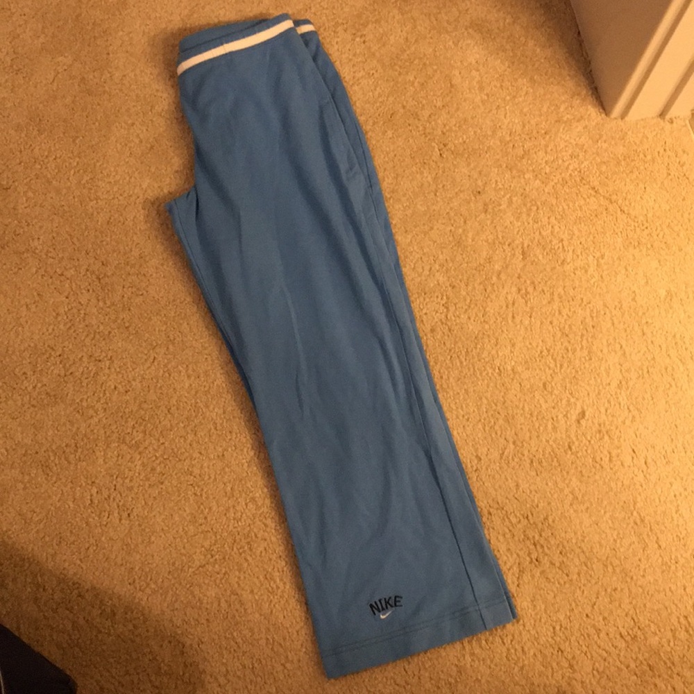 Baby Blue Nike workout crops